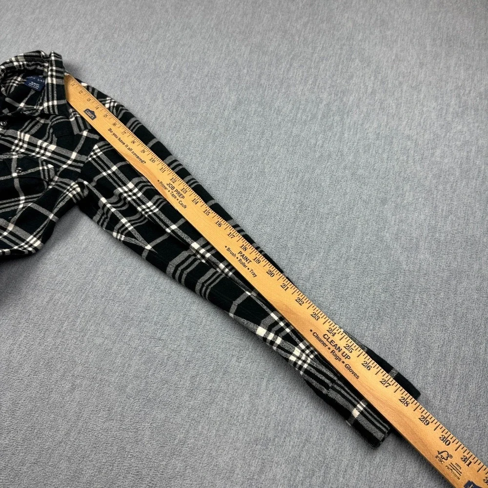 Ralph Lauren Shirt Womens 2 Black Plaid Snap Pearl Flannel Western Cowgirl Rodeo